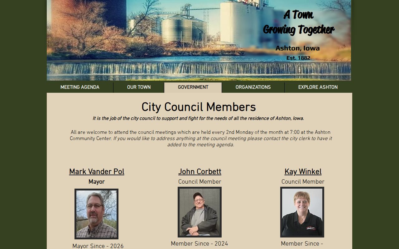 Ashton criminal records contact source from the official city government page