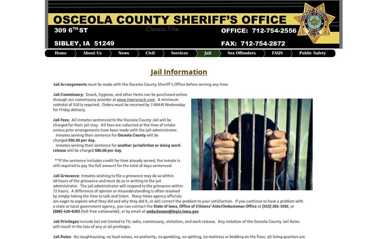 Osceola County arrest records and jail access rules