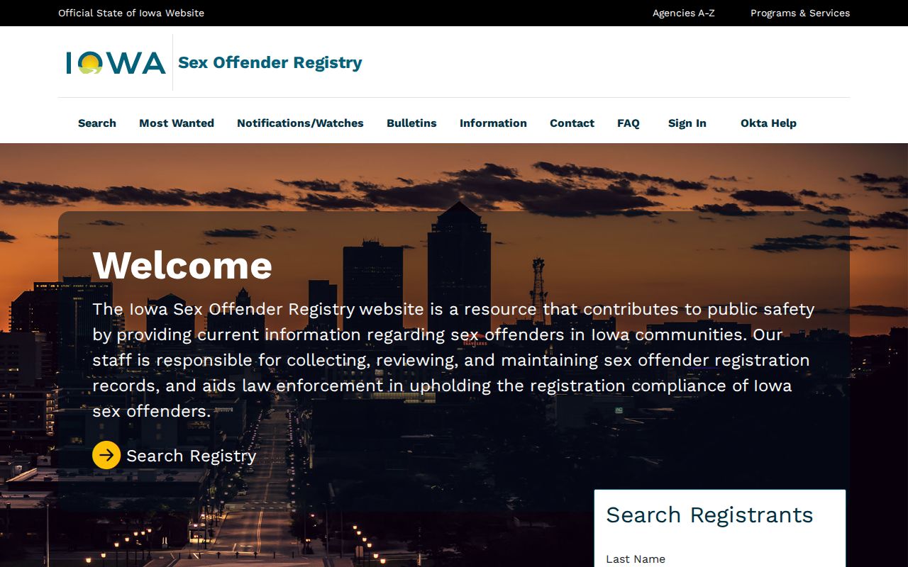 Osceola County sex offender search on the Iowa registry